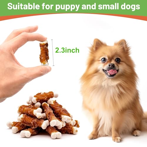 MON2SUN Dog Treats, Chicken Wrapped Calcium Bones Without Rawhide, 2.3 Inch Training Treats for Teeth Cleaning and Fresh Breath, Chews for Puppy and Small Dogs (28 Count - Pack of 1)