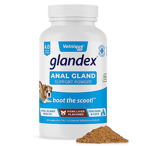 Vetnique Labs Glandex Anal Gland Support Pork Liver Powder 2.5oz and Dermabliss Allergy Chews 30 Count Bundle, Hickory Salmon Flavors, Dog Vitamins & Supplements, Dog Allergy Chews, Treatments