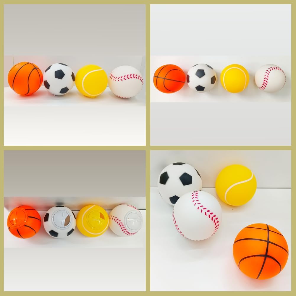 MIIXUER Clearance 4 Pack Dog Treat Ball, Food Dispenser Toy, Interactive Dog Toy Ball for Small to Large Breed - Sports Theme (3.15'')