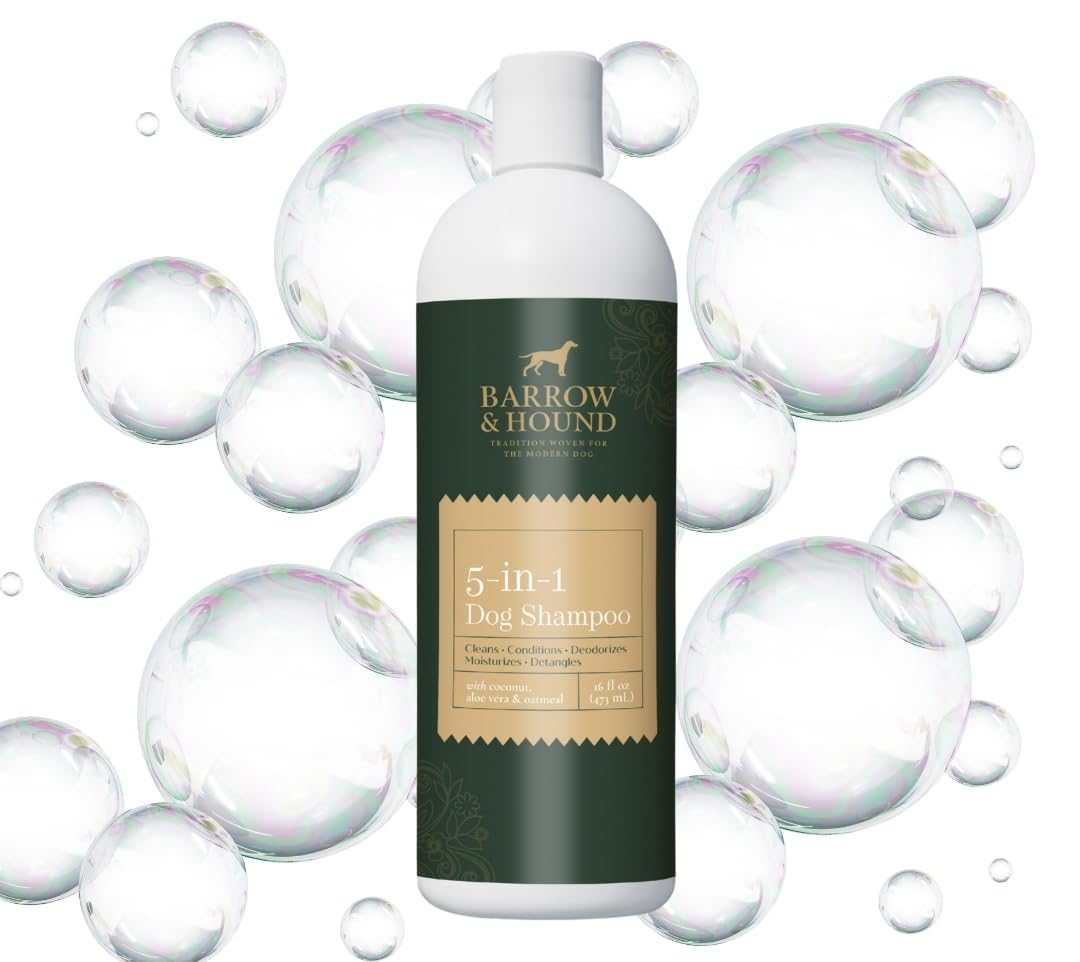 Barrow & Hound 5-in-1 Dog Shampoo & Conditioner – Natural, Tear-Free, Hypoallergenic Formula for Itchy & Smelly Dogs | Oatmeal, Aloe & Coconut | Safe for Puppies & All Breeds | Made in USA