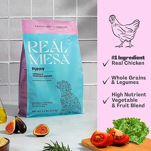 REÁL MESA Premium High-Protein Puppy Food for Healthy Growth & Development - Natural Chicken & Vegetable Asado Recipe with DHA, Calcium, & Antioxidants - Nutritious Dry Dog Food, All Breeds (4.5 lbs)