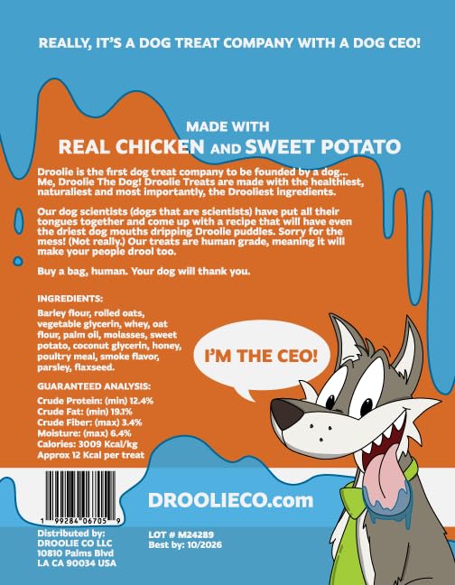 Droolie Treats Sweet Chickies Dog Treats, Sweet Potato and Chicken, Soft and Chewy, 12 oz