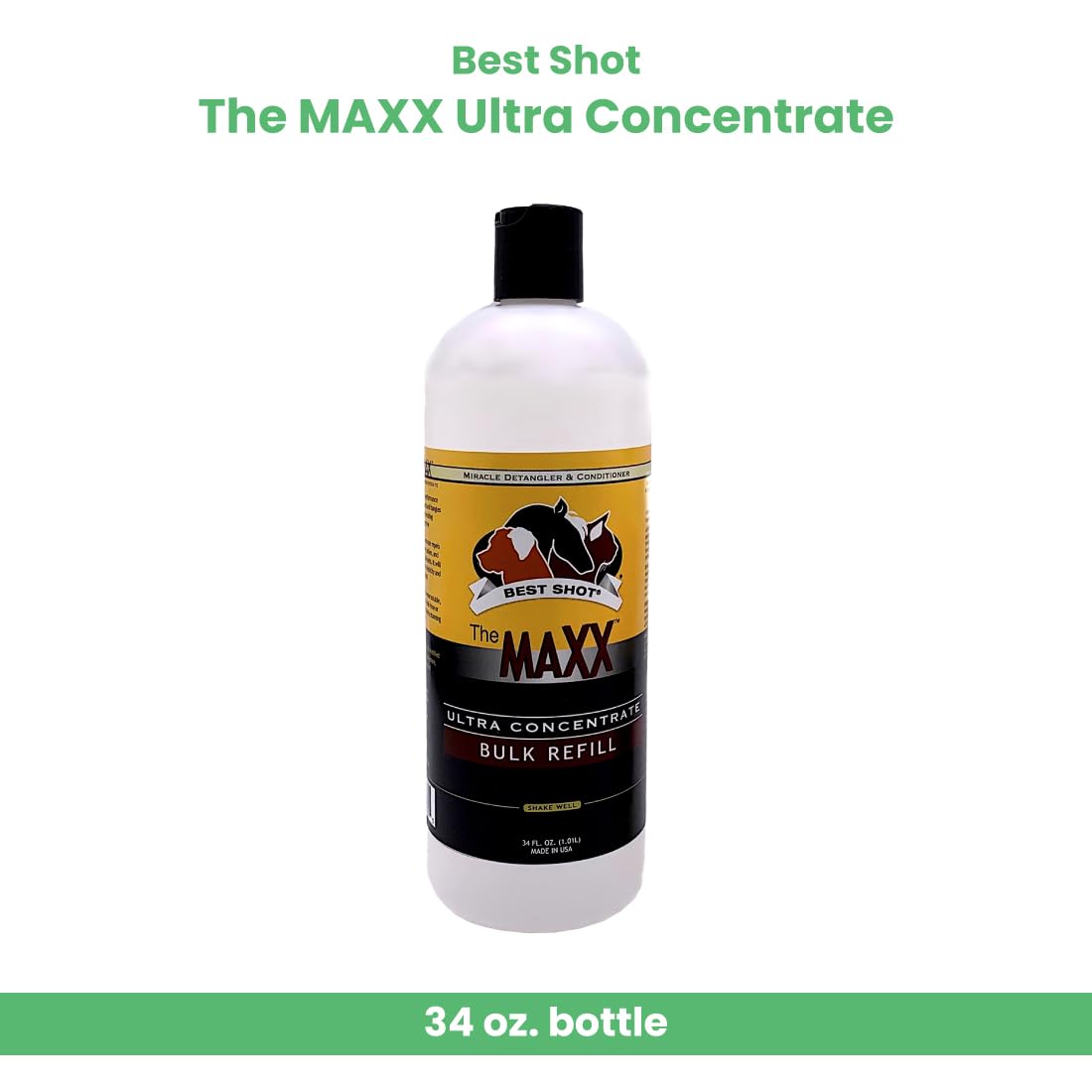 Best Shot The MAXX Ultra Concentrate Miracle Detangler and Conditioner, Moisturizing Conditioner for Pets, Hypoallergenic, 34 Oz.