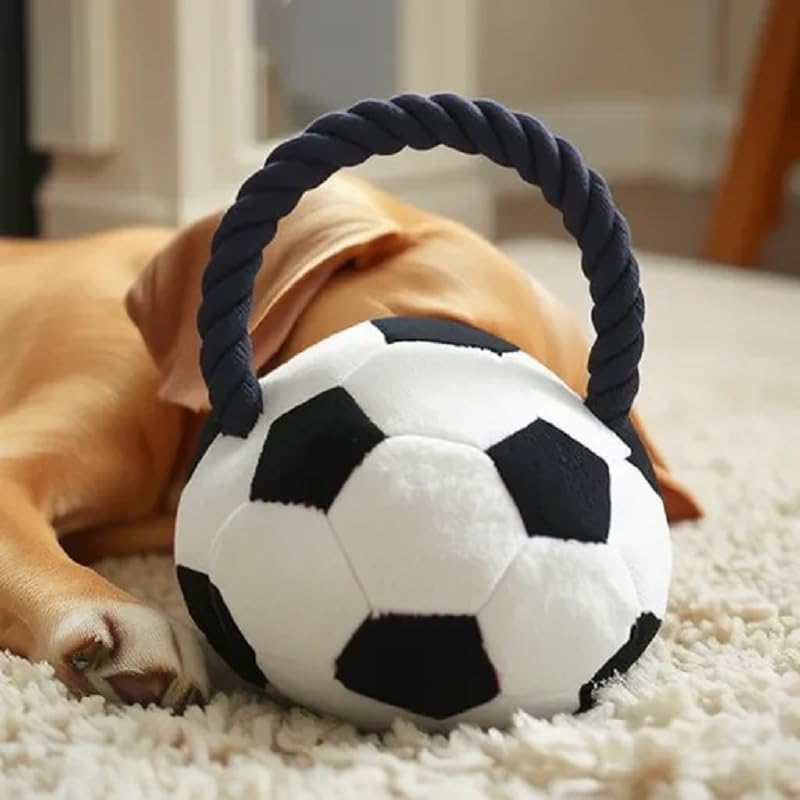 Paw Gem Interactive Dog Soccer Ball with Straps Rope Toy, Dogs Toys to Keep Them Busy, Dogs Birthday Gift, Mental Stimulation, Tug of War Dog Ball Toy Small to Medium Birthday Gift