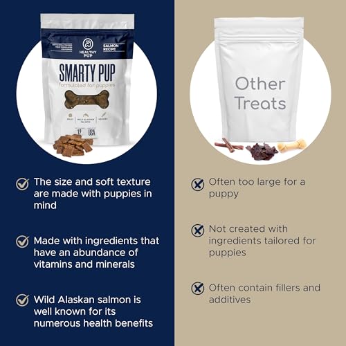 Smarty Pup Salmon Jerky - 12 oz of Fruit, Veggies, and Fish Dog Treats – Puppy Jerky Made with Apples, Carrots, Sweet Potato, Wild Alaskan Salmon, Blueberries, Cranberries, and More