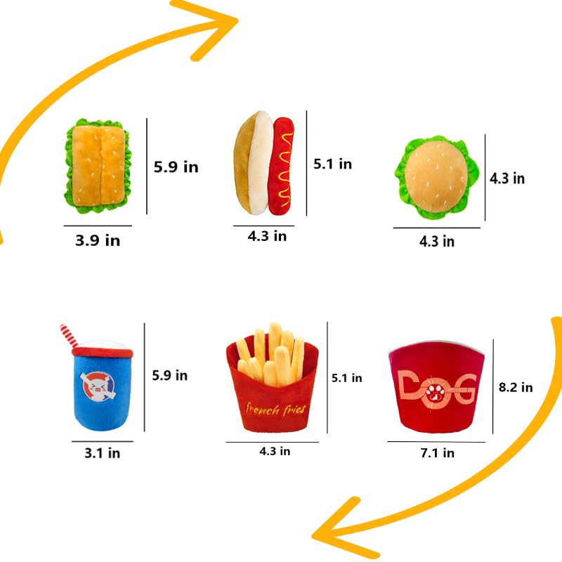 okegztoa Dog Toy Squeaky Dog Toys,Interactive Dog Toys Dog Chew Toys Stuffed Dog Teething Toys for Large Medium Small Dog,Fast Food Dog Toys Squeaky Toys Dog Toys to Keep Them Busy (Hot Dog)