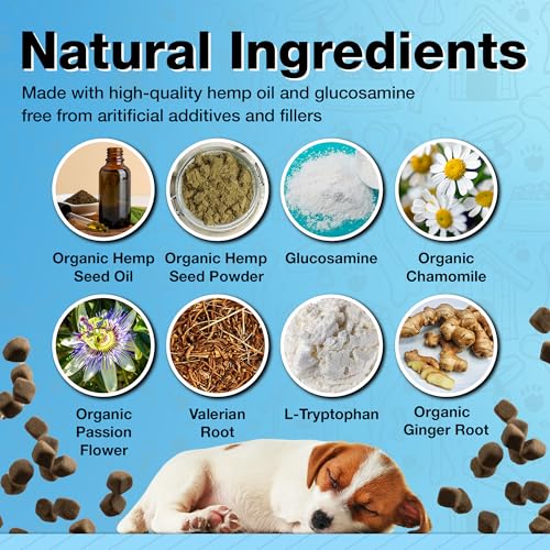 pawlife Calming Chews with Organic Hemp Oil| Dog Anxiety Relief & Travel Friendly| Glucosamine to Help with Join Support| 120 Soft Chews & up to 4-Month Supply