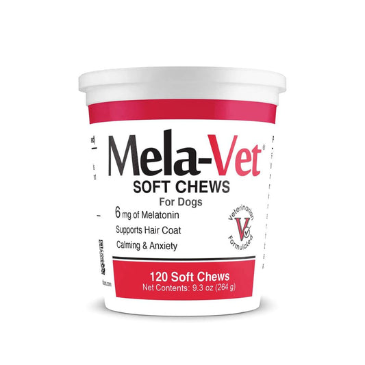 Mela-Vet Melatonin Calming Soft Chews for Dogs, Vet-Formulated to Provide Relaxation & Anxiety Relief, Helps Reduce Stress & Tension-Supports Healthier Skin & Coat.120 Tasty Soft Chews.