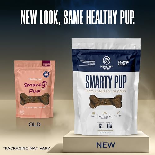 Smarty Pup Salmon Jerky - 12 oz of Fruit, Veggies, and Fish Dog Treats – Puppy Jerky Made with Apples, Carrots, Sweet Potato, Wild Alaskan Salmon, Blueberries, Cranberries, and More