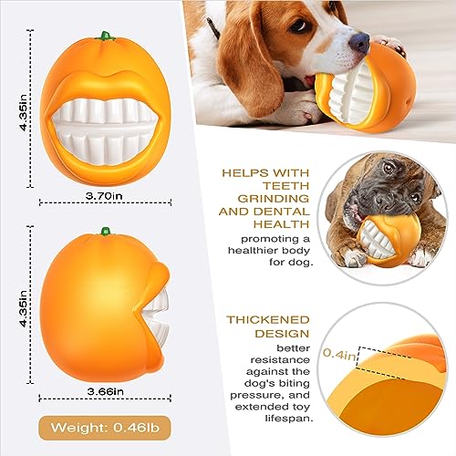 MITOCAPY Orange Squeaky Dog Toys for Moderate Chewers, Interactive Dog Chew Toys to Keep Them Busy, Enrichment Dogs Ball for Medium Large Breed, Pet Essentials, Pet Gifts