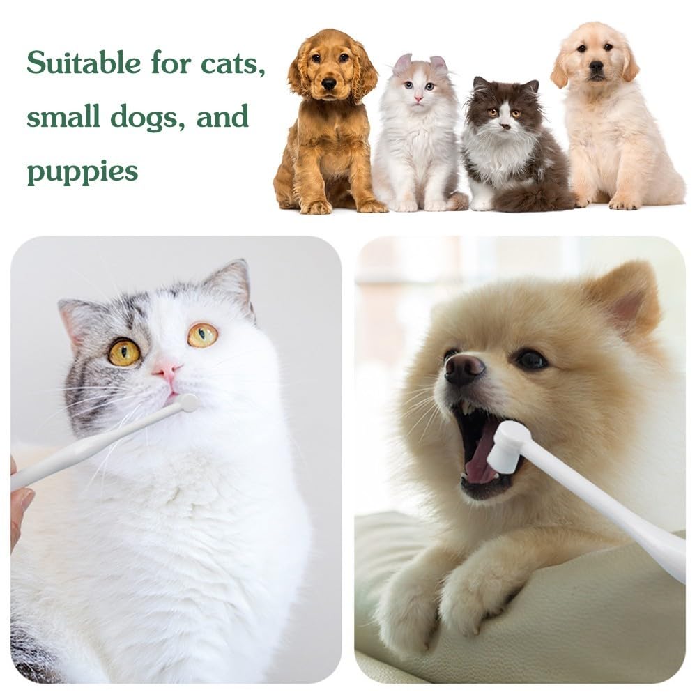 MiOYOOW Small Dog Toothbrush, 2/3PCS Pet Toothbrush with Ultra Soft Bristles for Sensitive Pet Teeth & Gums Puppy Kitten Cats Small Breed Dogs