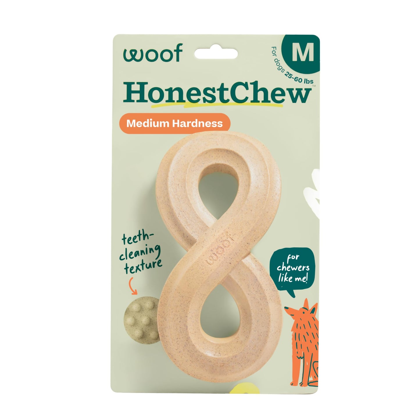 WOOF HonestChew Dog Toy Infinity - Durable Dog Chews - Made with Natural, Plant-Based Ingredients - Splinter-Resistant - Safer Than Dog Bones - Medium
