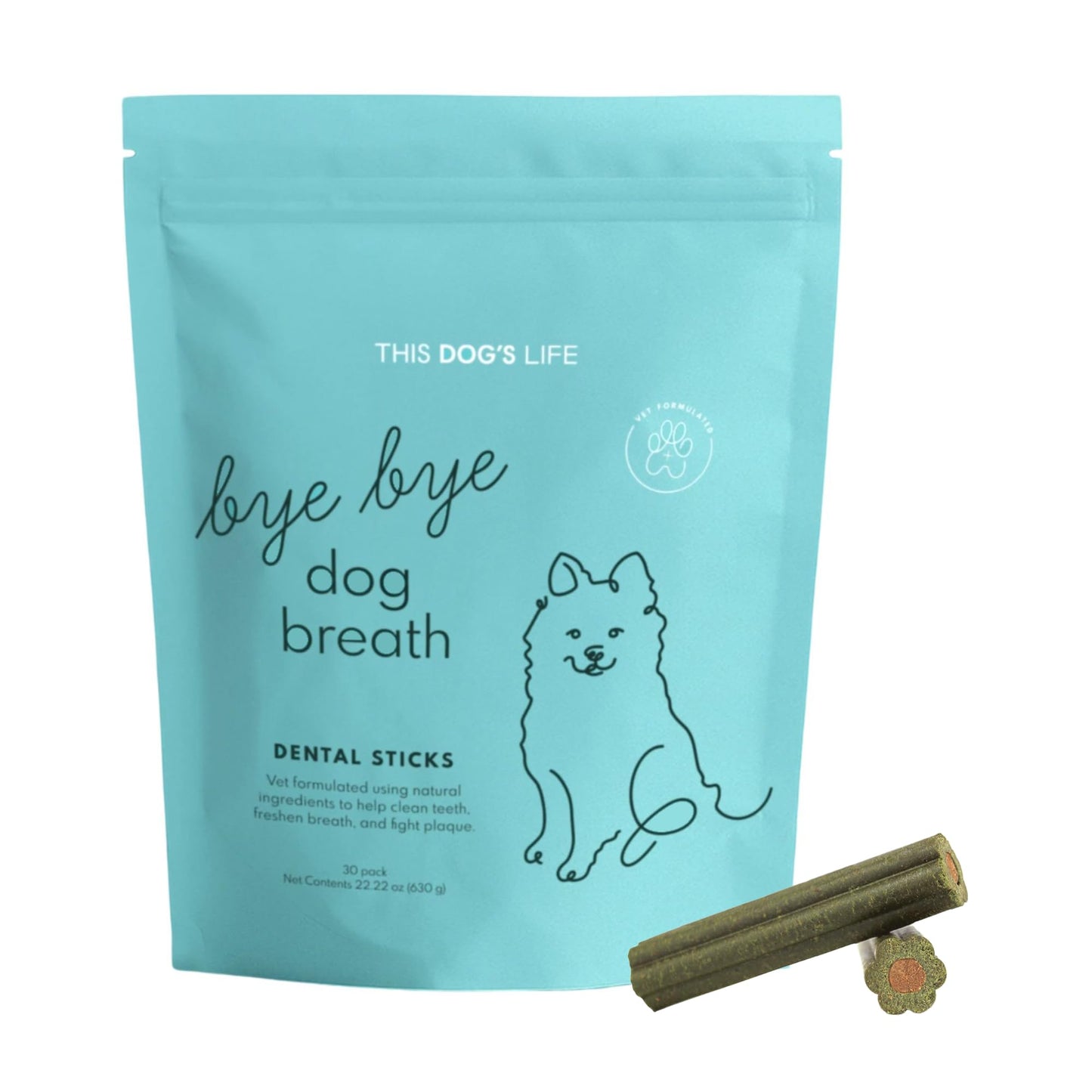 Dental Chews for Dogs – Scrapes Plaque, Freshens Breath, Fights Tartar – Dual-Layered Dog Dental Treats with Probiotics – Vet Formulated with 16 Active Ingredients – All Dog Sizes – Made in The USA