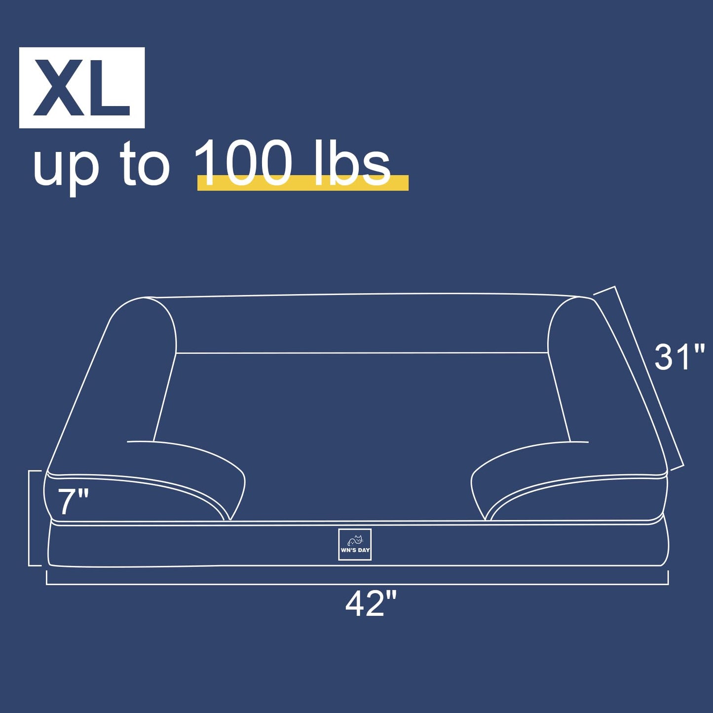 Orthopedic Dog Bed for Large Medium Sized, Washable Memory Foam Large Dog Bed, Durable Medium Pet Sofa with Removable Cover, Washable Waterproof Pet Couch Beds(Grey, XL)