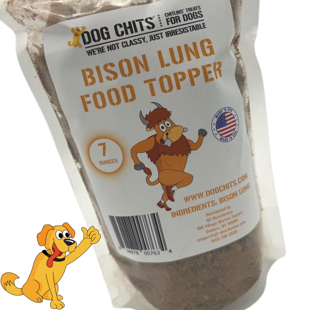 Dog Chits Bison Lung Food Topper for Dogs and Puppies | Pure Bison Lung | No Preservatives | Made in USA | All-Natural | Sprinkle on Food | Perfect for Dogs Easy on Digestion | 7 oz.