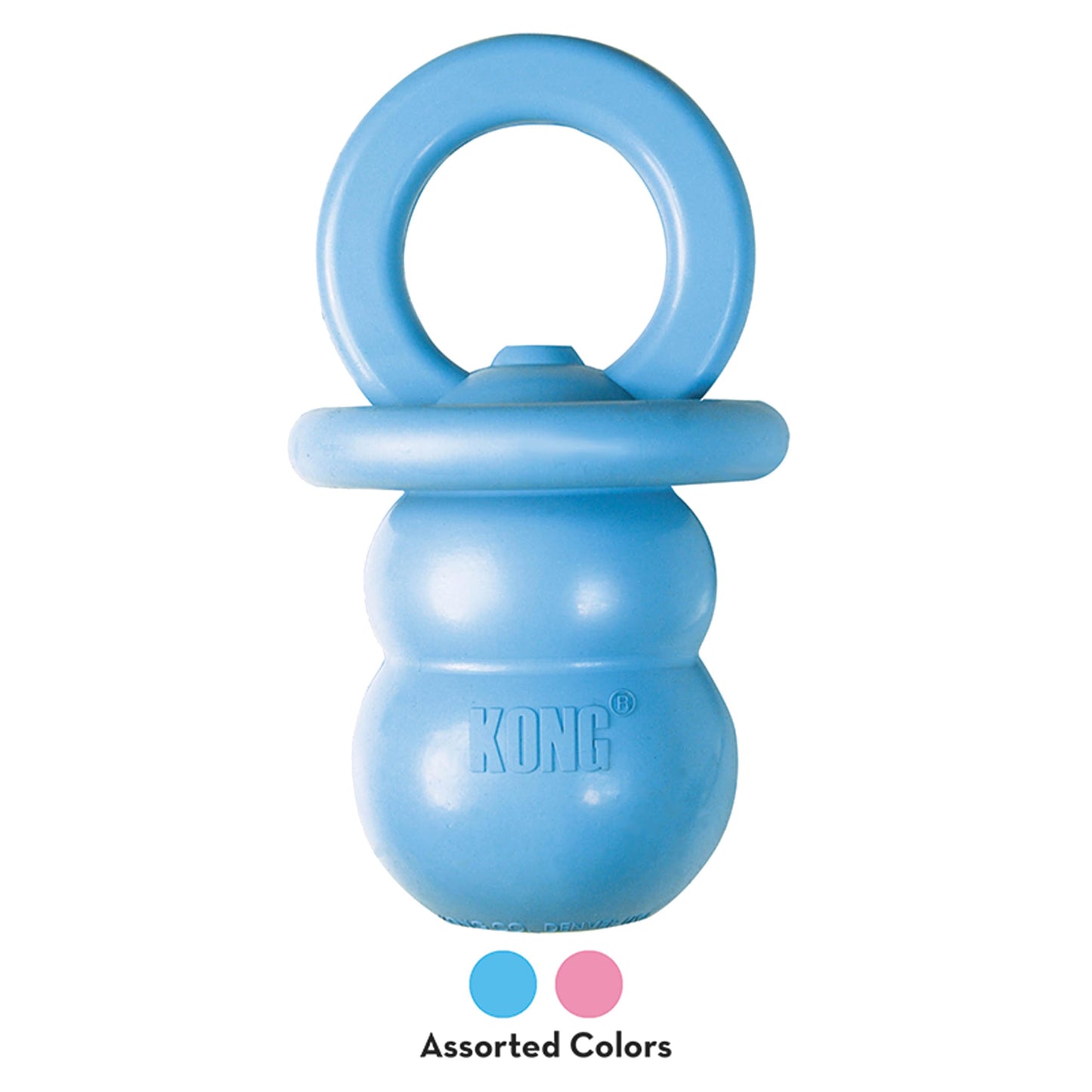 KONG Puppy Binkie - Pacifier Dog Toy for Puppies - Stuffable Treat Chew Toy for Treats - Durable Natural Rubber for Teething Puppy - for Medium Puppies - Blue