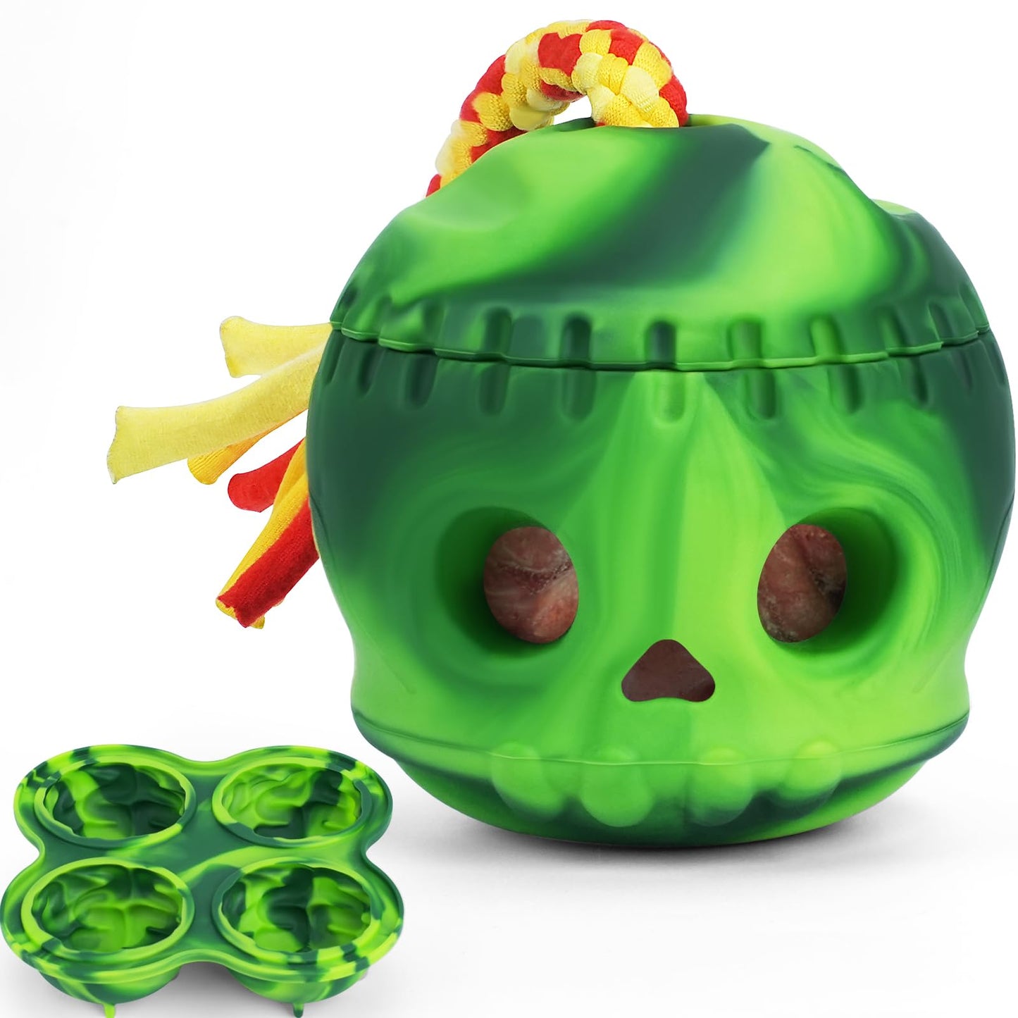 Joytale Dog Frozen Treat Toy, Fillable Dog Chew Toys with Frozen Mold for Aggressive Chewers, Skull Design with Rope to Keep Them Busy