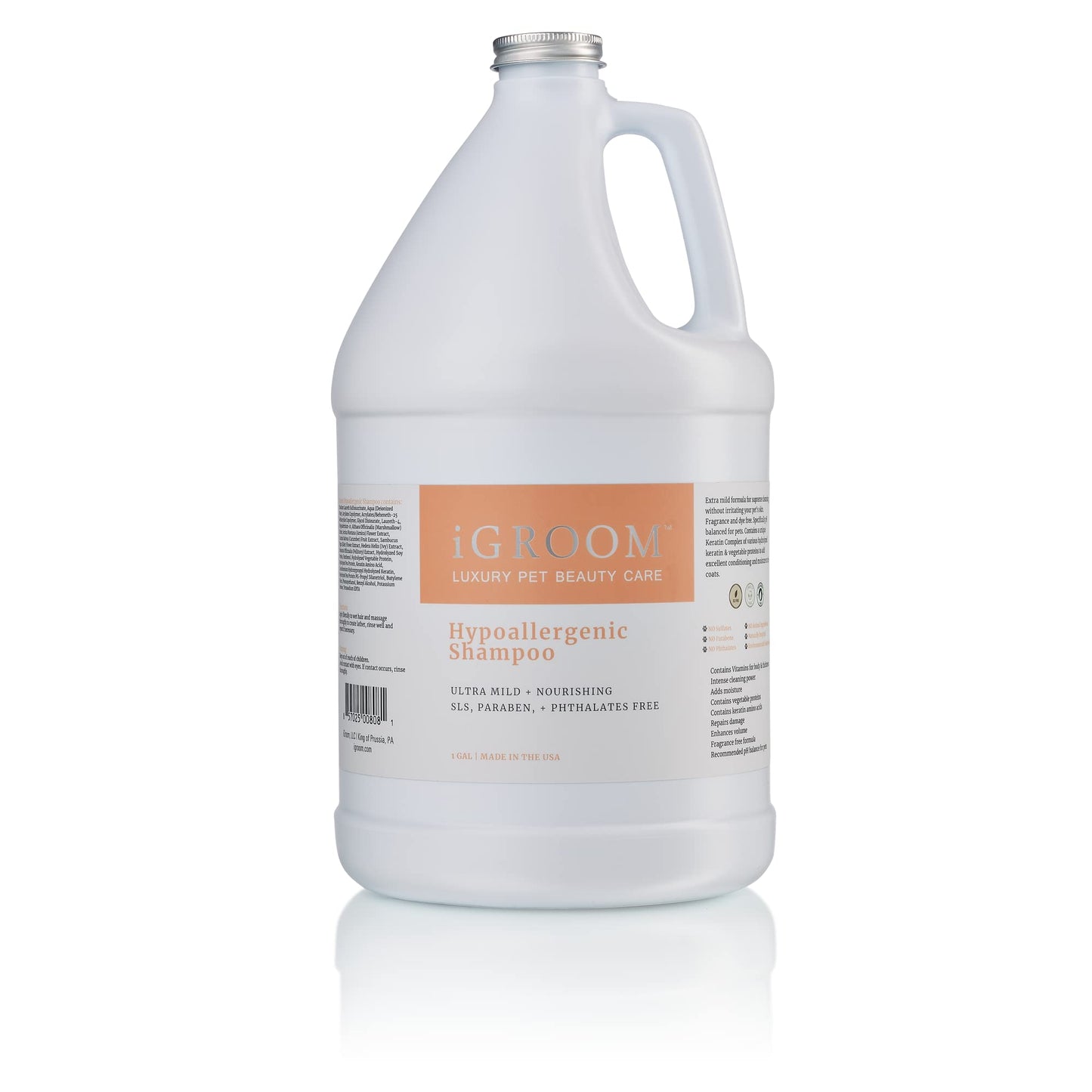 iGroom Hypoallergenic Dog Shampoo, Luxury Pet Beauty Care, Extra Mild Formula, Keratin + Vegetable Proteins Add Moisture, Made in USA, Gallon