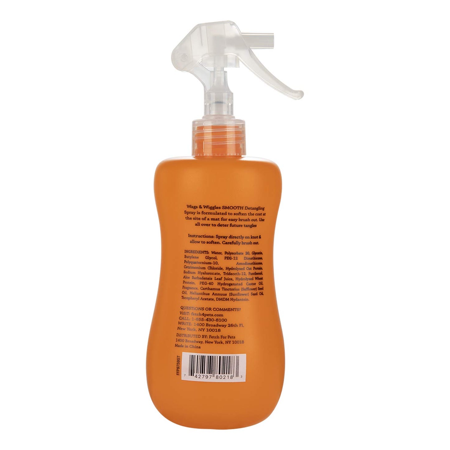 Wags & Wiggles Smooth Detangling Spray in Juicy Apricot | Dog Grooming Detangler Spray to Eliminate Knots, Mats, and Tangles | Dog Freshening Spray, 12 Ounces