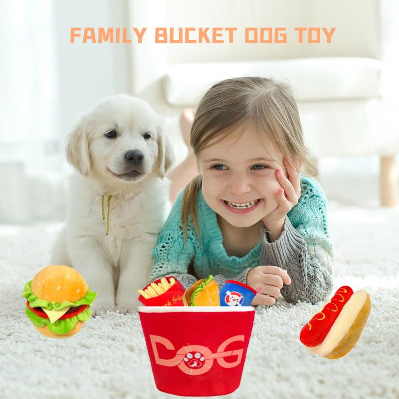 okegztoa Dog Toy Squeaky Dog Toys,Interactive Dog Toys Dog Chew Toys Stuffed Dog Teething Toys for Large Medium Small Dog,Fast Food Dog Toys Squeaky Toys Dog Toys to Keep Them Busy (Hot Dog)