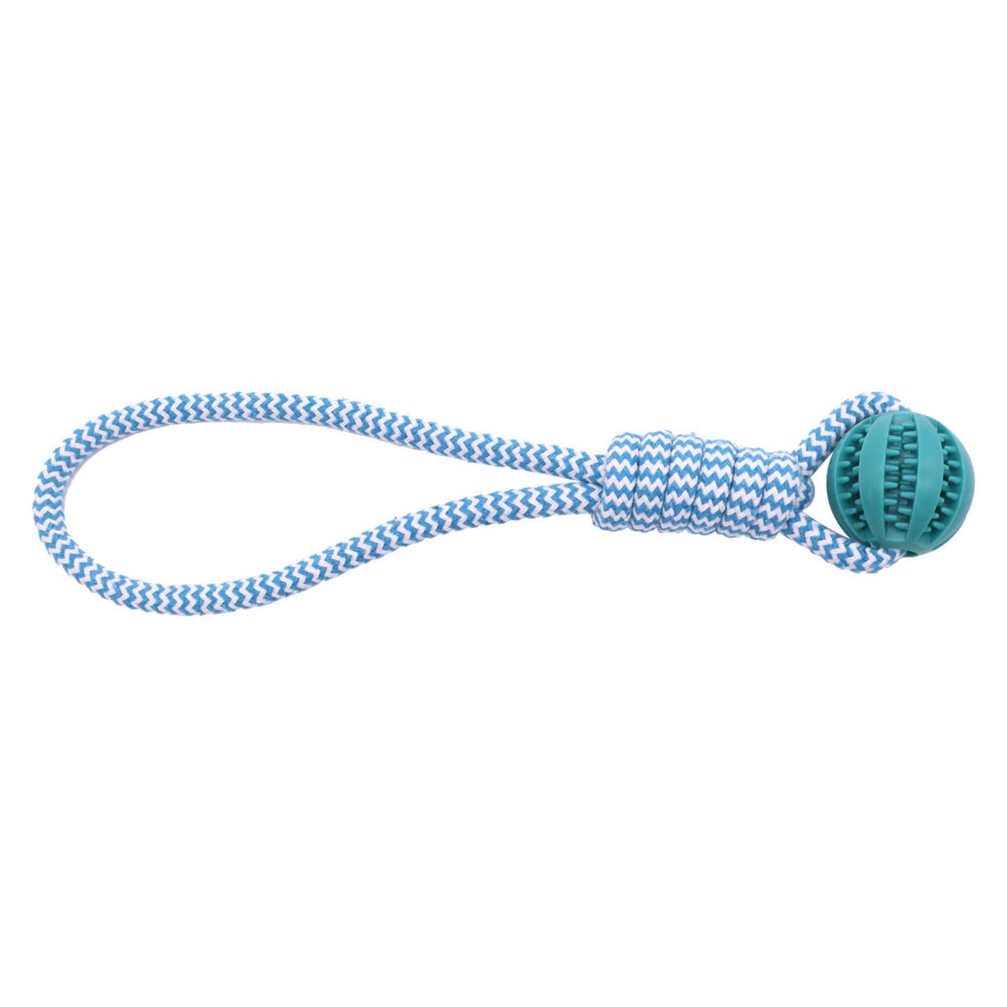 Mira's Pocket Indestructible Chew Toy for Aggressive Chewers - Durable Rubber Dog Teething Ball with Rope, Boredom Relief Puppy Toys (Blue, Small)