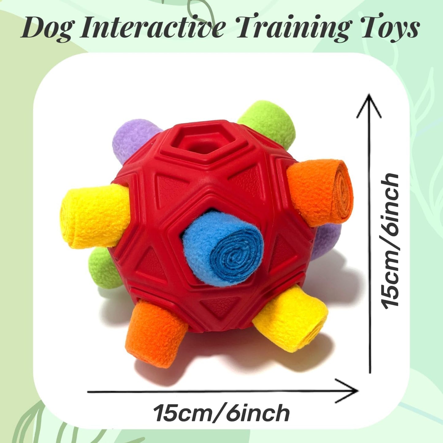 CIIVURR Snuffle Ball for Dog Toys Unbreakable Upgrade Ball Interactive Toy Foraging Snuffle Mat Puppy Treat Dispenser Slow Feeder Dog Puzzle Toys for Small, Medium, Large Pets (Red Rainbow)