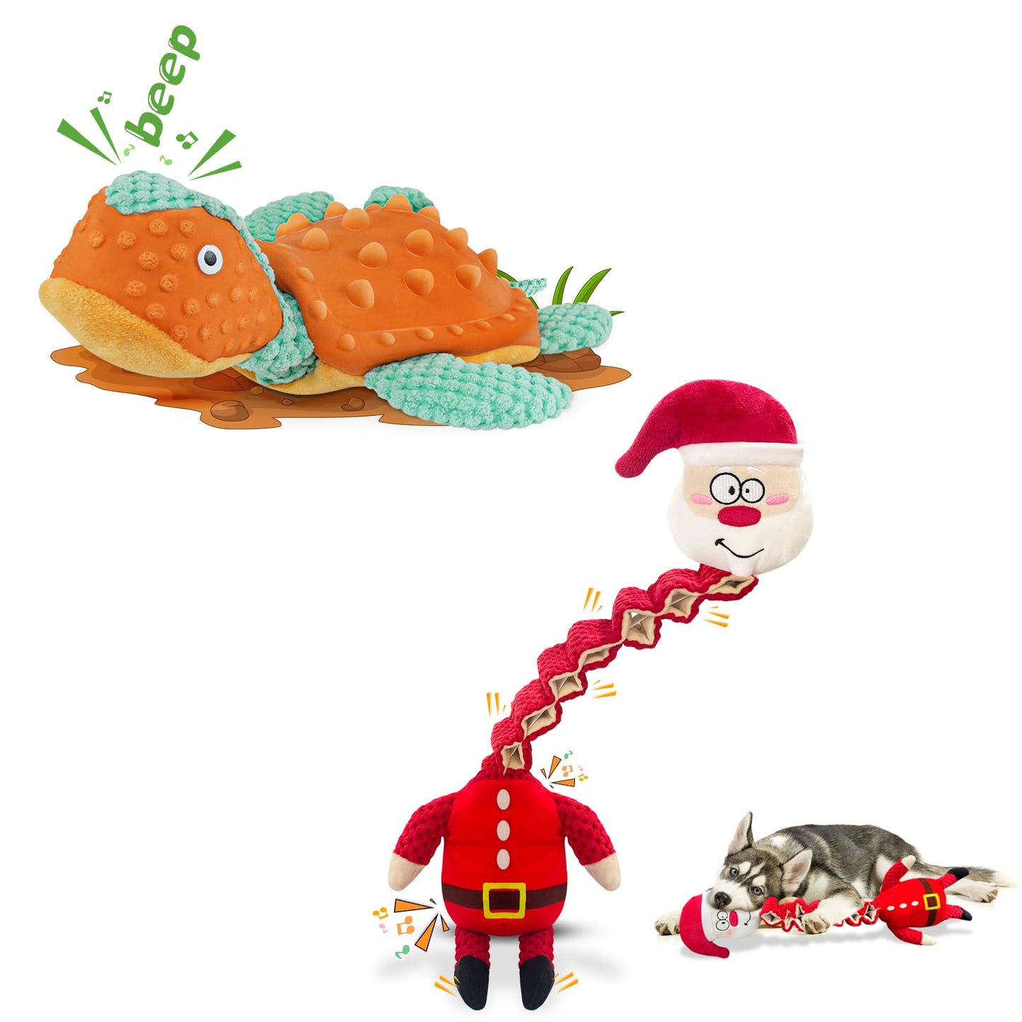 kachewlulu Squeaky Dog Toys, Plush Toys for Large Medium Small Dogs Tug of War Dog Toy with Crinkle Interactive Puppy Toys to Keep Them Busy