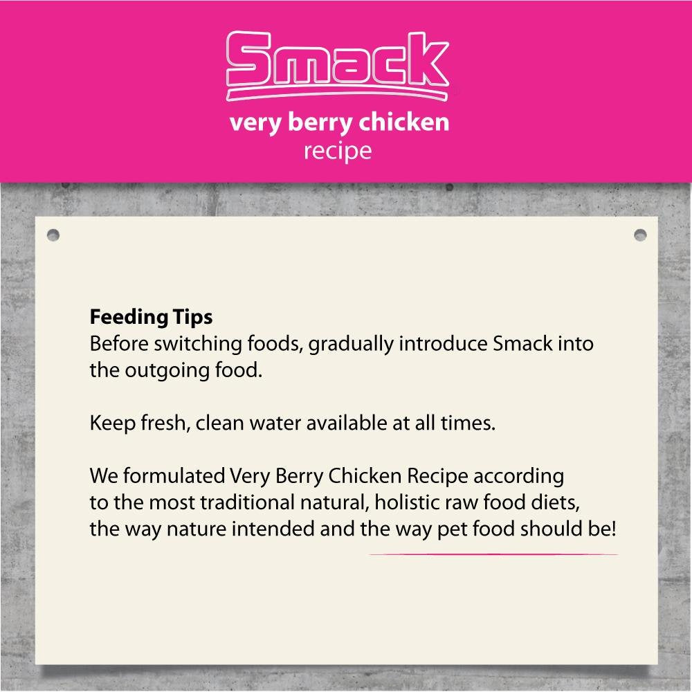 Smack Pet Food Organic Raw Dehydrated Dog Food Grain-Free, Gluten-Free, Raw Food for Dogs (Very Berry Chicken, 8.8 Ounce