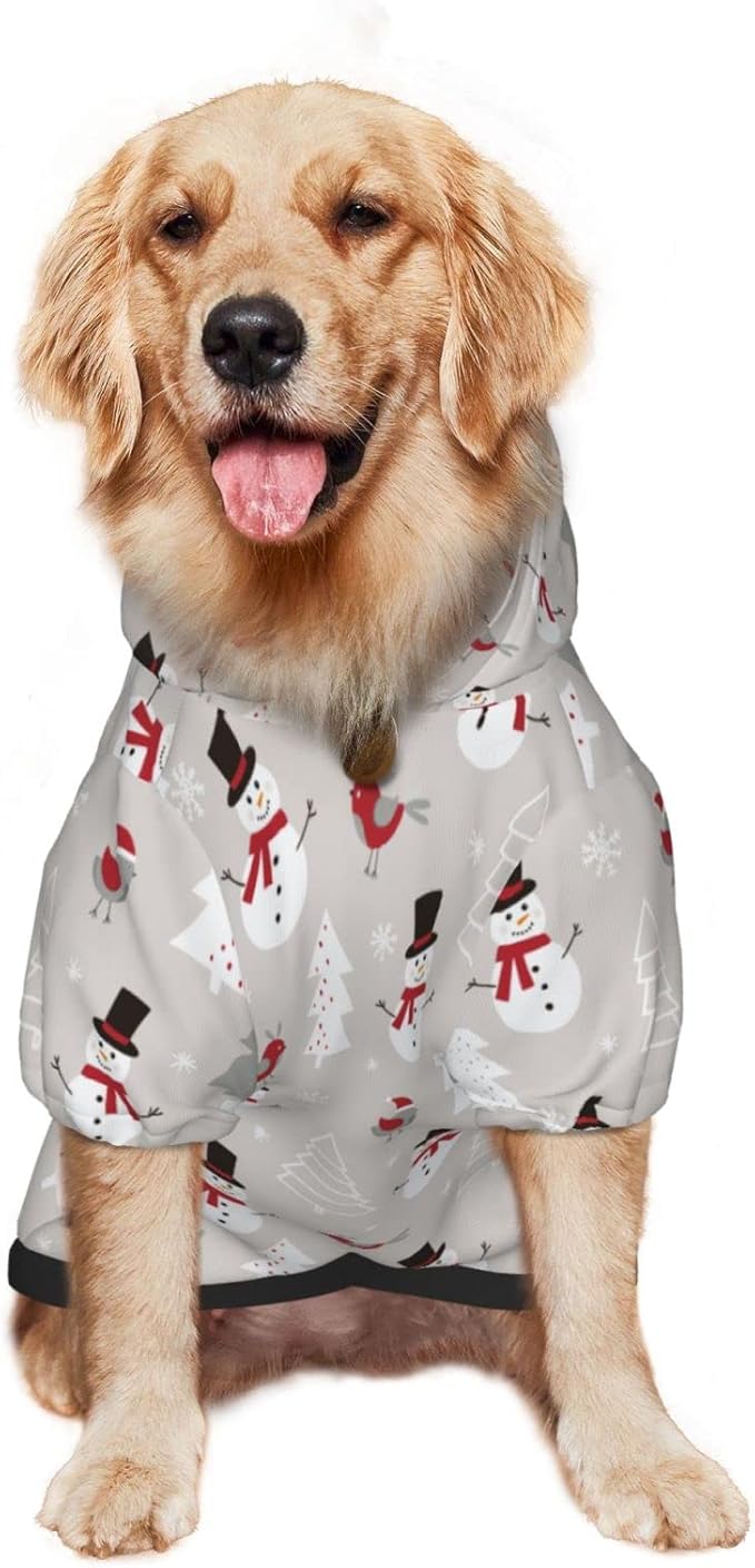Christmas Gray Snowman Hoodie,Christmas Cosplay Dog Clothes with Pocket and Hat Winter Clothes Sweaters Small