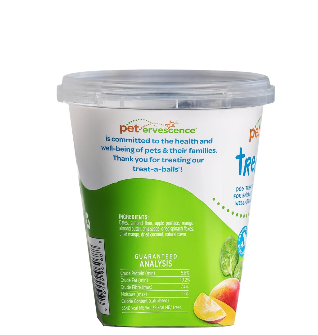 Nutritious All Natural Bulk Dog Treats - Vegan, Fiber-Rich, Human-Grade - All Breeds, Sizes, Ages - Made in New Zealand - Mango, Spinach & Chia - 6pk (108 Dog Treats Bulk)