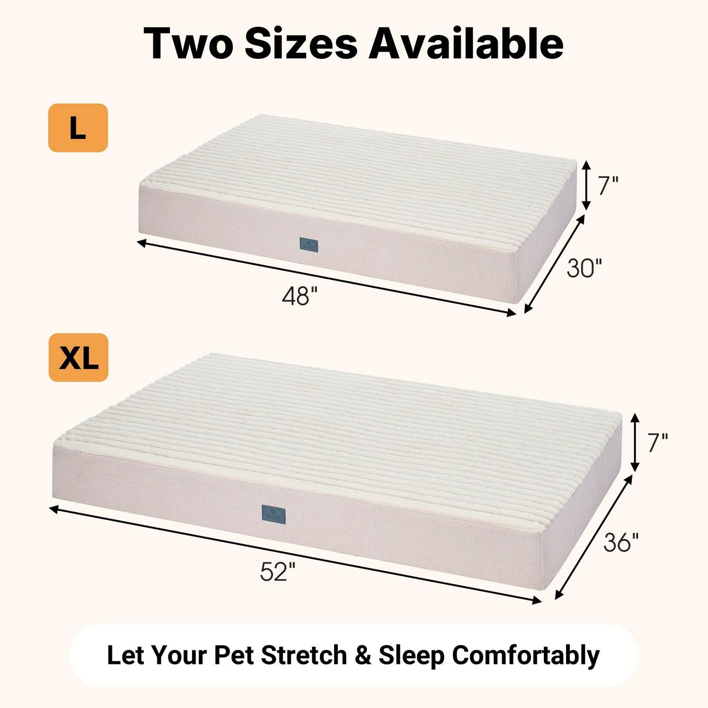 Veehoo Orthopedic Memory Foam Dog Bed, 7 Inch Thick Extra Large Dog Bed XL for Senior Dogs with Ultra-Soft Fluffy Surface, Waterproof Liner, Removable Washable Cover and Non-Slip Bottom, 48"x30"x7"