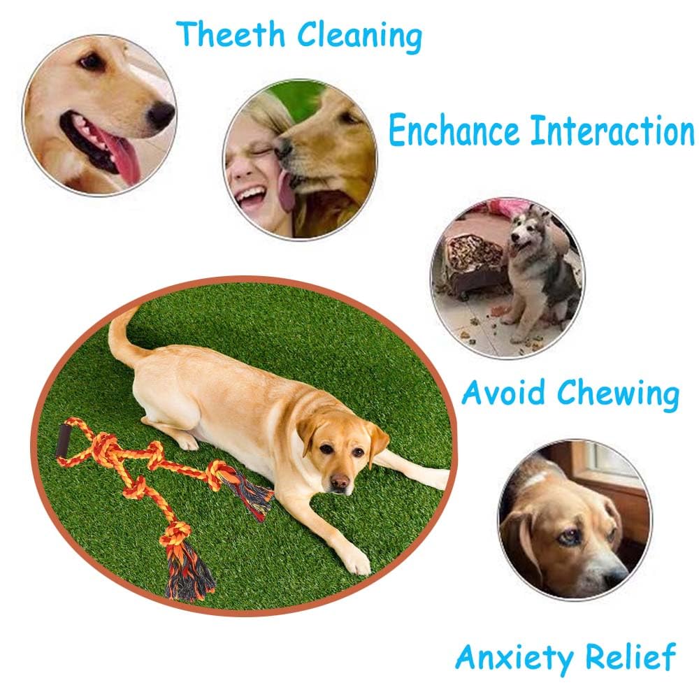 Fejapa Large Dog Rope Toys for Aggressive Chewers - Pitbull Tug of War, Heavy Duty, Outdoor, Medium to Large Breed Dog Chew Rope with Handle