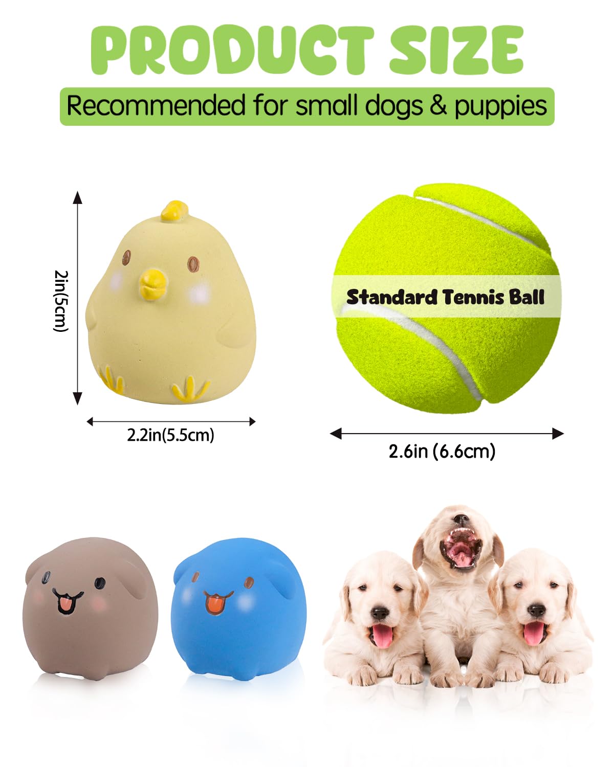 SCHITEC Dog Toys Squeaky, Interactive Animal Puppy Toy Pack, Cute Latex Rubber Squeak Pet Balls for Puppies Mini Small Breed Dogs