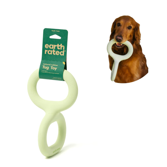 Earth Rated Tug of War Toy for Dogs and Puppies, Interactive Dog Pull Toys, Ergonomic Grip, Natural Rubber, Small, Green