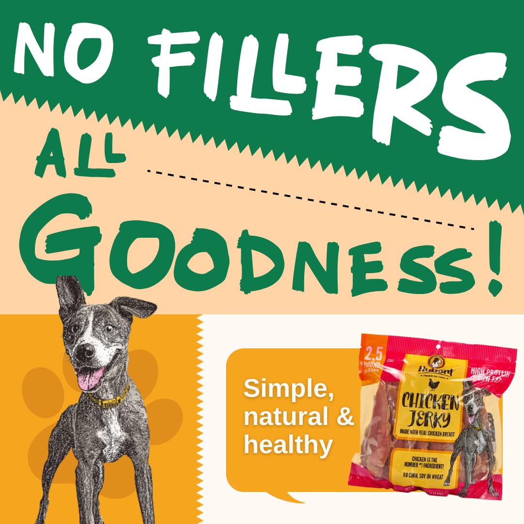 Hubert Pet Premium Chicken Jerky Dog Treats, Grain Free, Low Ingredient, USA Tested, 2.5 lbs Super Value Pack