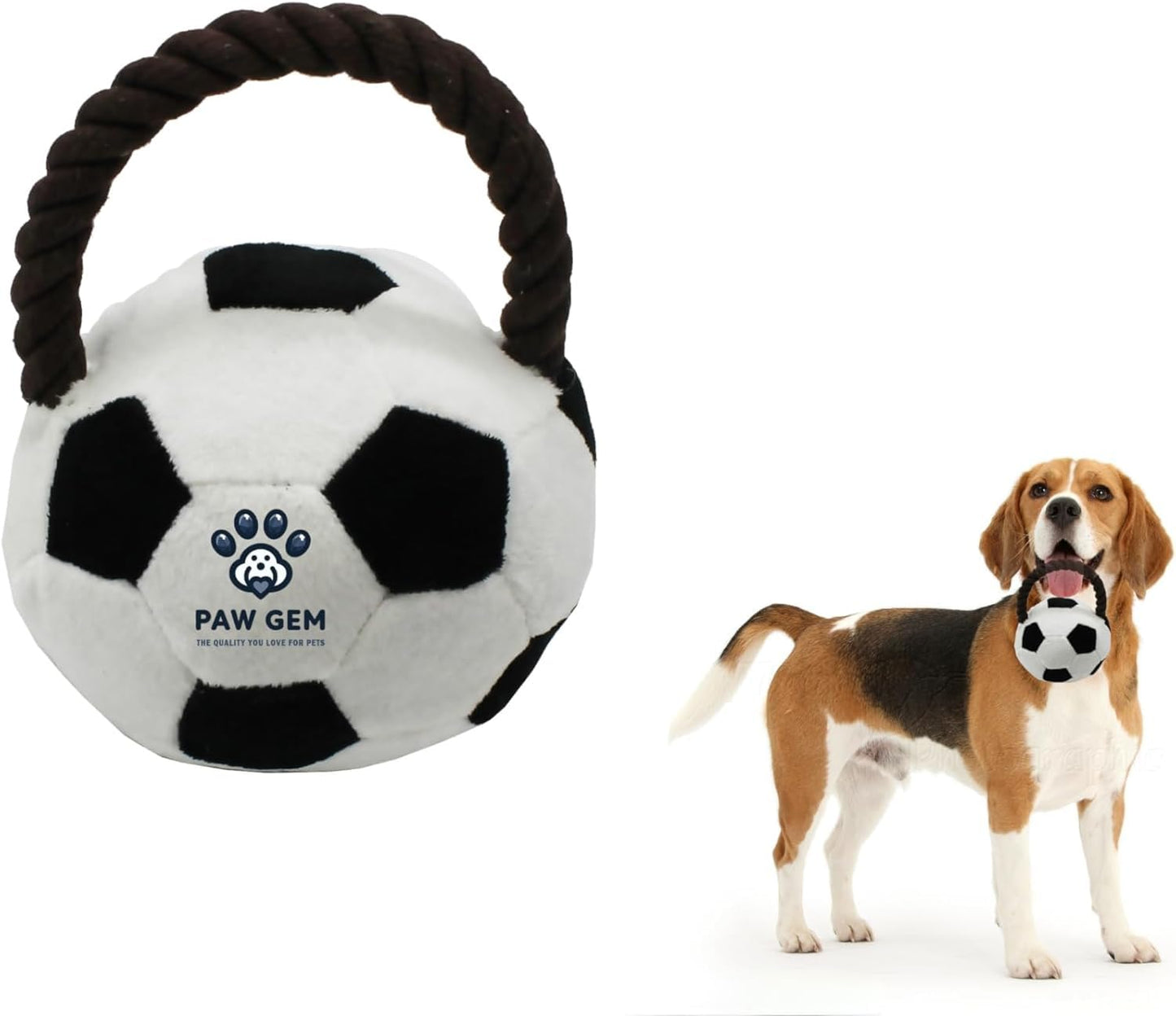Paw Gem Interactive Dog Soccer Ball with Straps Rope Toy, Dogs Toys to Keep Them Busy, Dogs Birthday Gift, Mental Stimulation, Tug of War Dog Ball Toy Small to Medium Birthday Gift