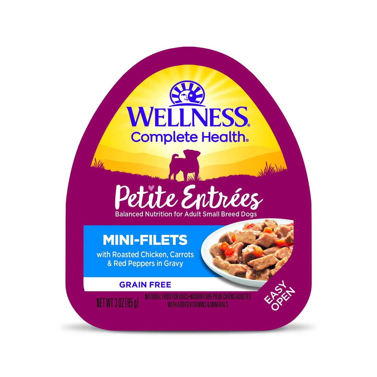 Wellness Petite Entrées Mini-Filets with Roasted Chicken, Carrots & Red Peppers in Gravy, 3-Ounce Cup (Pack of 12)