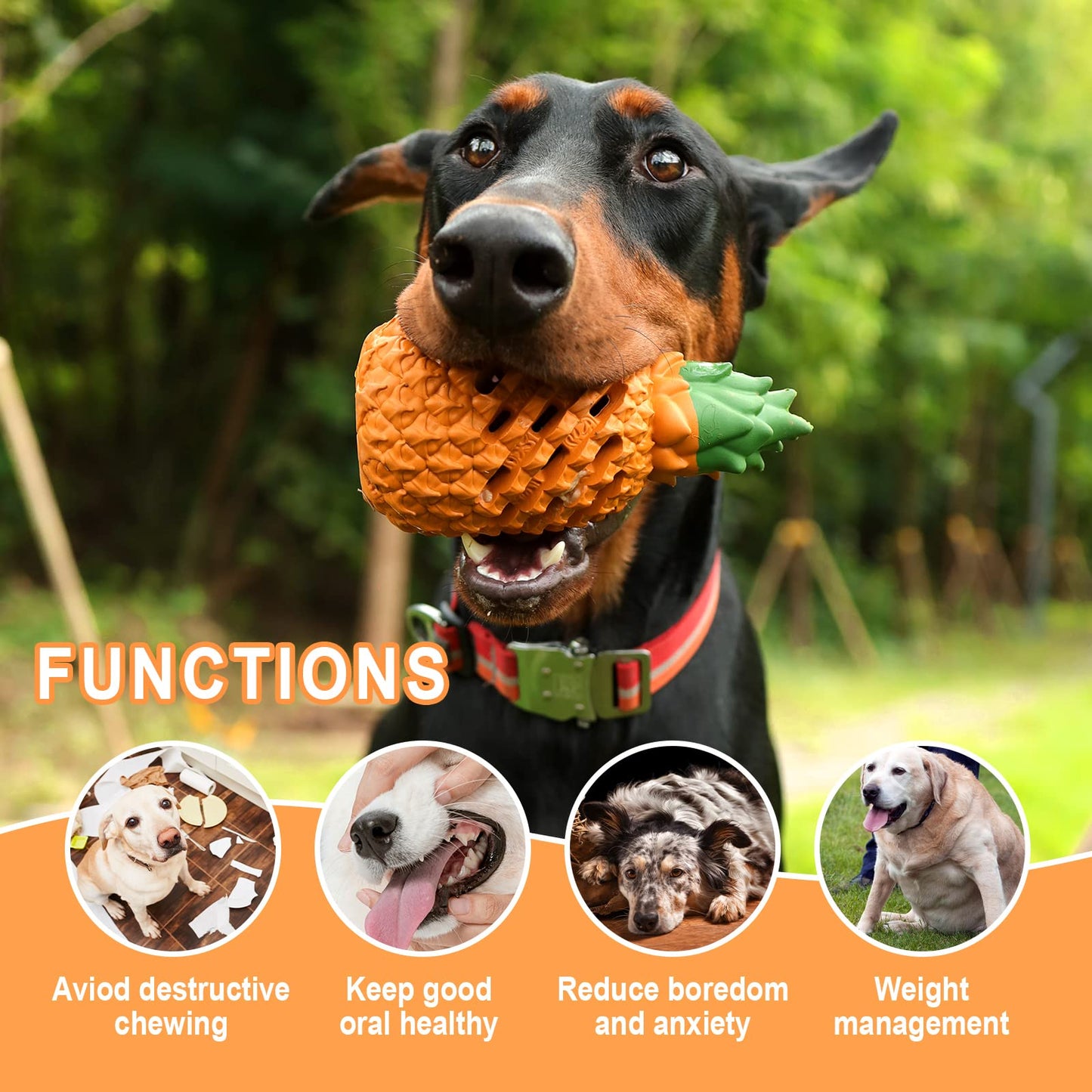 PETOPIA Pineapple Dog Chew Toys - Indestructible for Large Aggressive Chewers