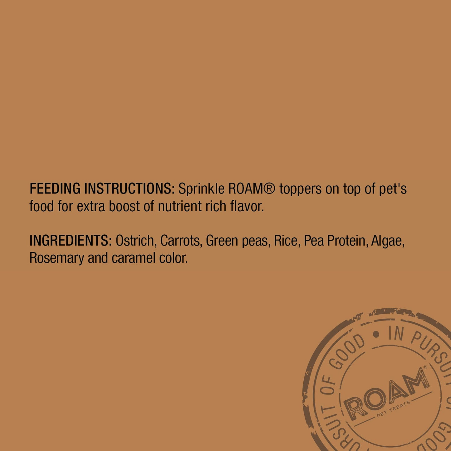 ROAM Pet Treats Ossy Exotic Dog Topper - Single Protein, Sustainably Raised Ostrich Meat Dog Food Topper - Non-GMO Ostrich Dog Treat 4 Ounce