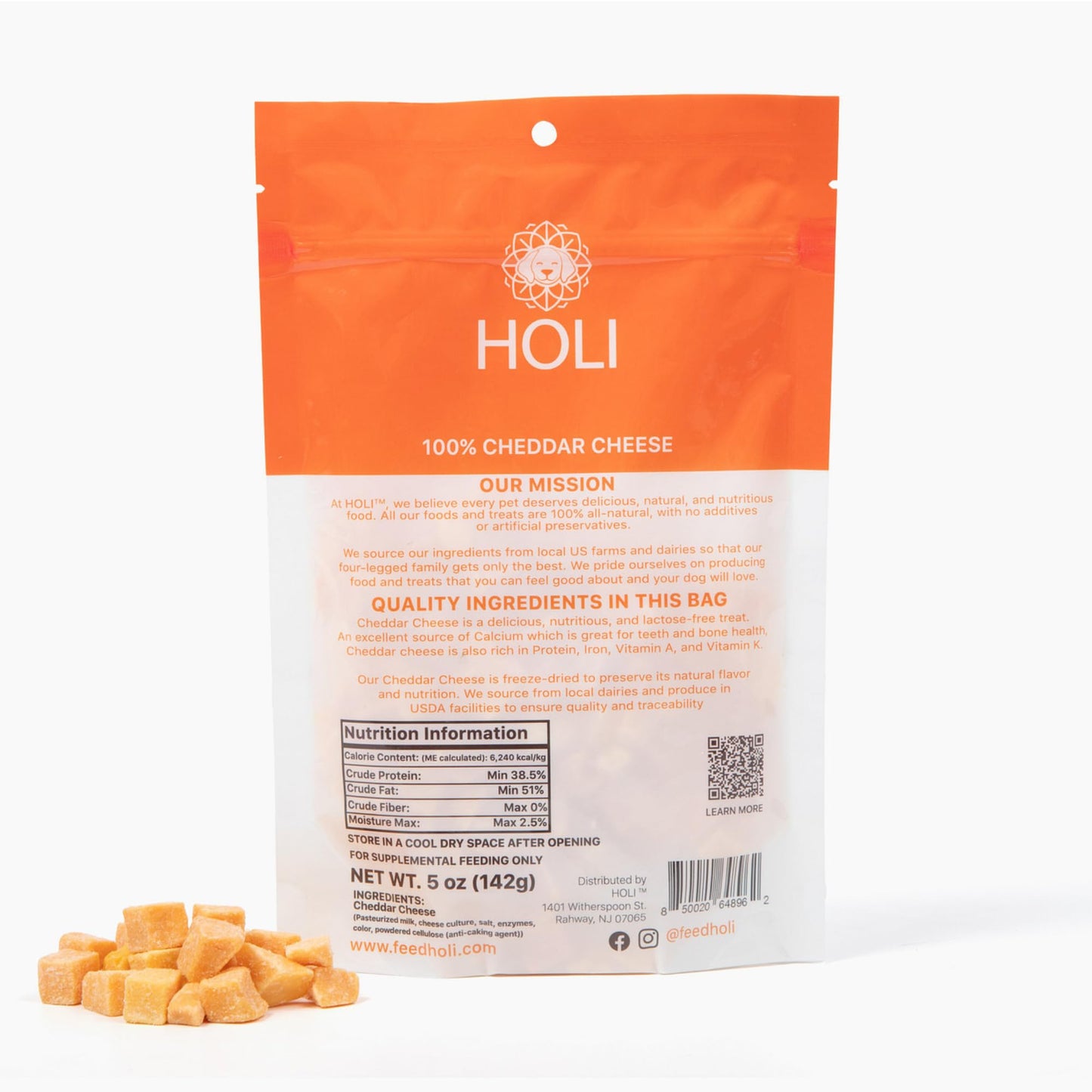 HOLI Freeze Dried Cheddar Cheese Dog Treats - 100% All Natural - Human Grade, Single Ingredient, Lactose Free - Grain Free, Gluten Free, Soy Free – (10 Ounce)