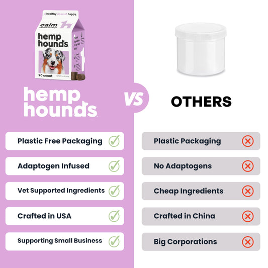 Hemp Hounds Melatonin Free Calming Chews for Dogs - Fireworks Stress - Dog Calming Treats for Anxiety Relief - 90 Count - Dog Separation Anxiety Treats - Beef Liver Flavor - Adaptogens - 11.9 oz