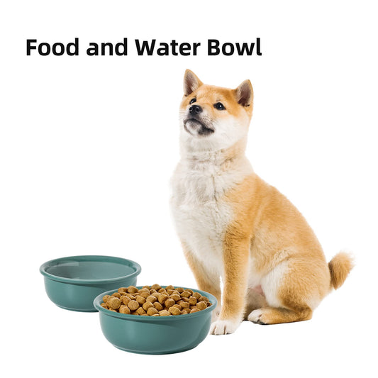 Havniva Ceramic Dog Bowl for Small, Medium Breed, Basic Dog Bowl, Pet Food and Water Dish (6.8" D, Dark Green)