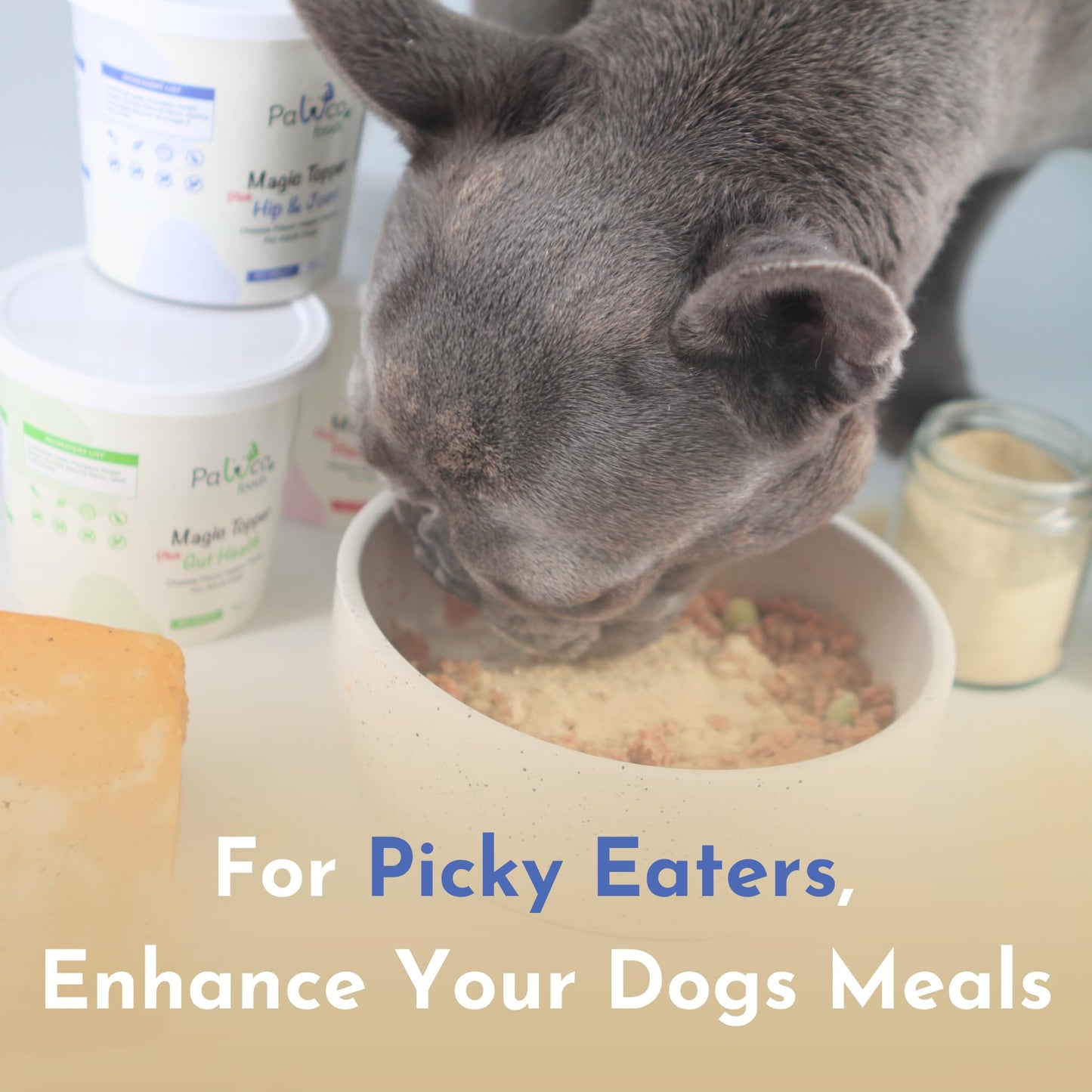 PawCo Magic Topper Hip & Joint Support - Vegan Dog Topper with Omega-3, Grain-Free Meal Enhancer for Senior Dogs, 160g