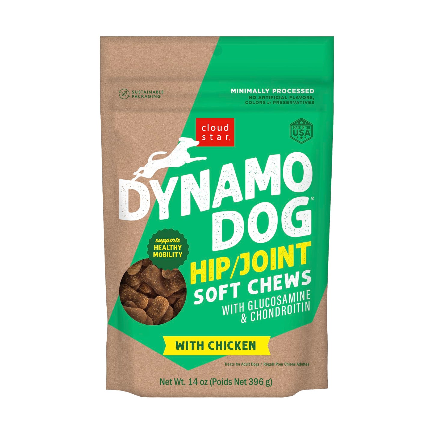 Cloud Star Dynamo Dog Hip & Joint Soft Chew Treats Chicken Formula - Grain Free - 14 oz (20132)