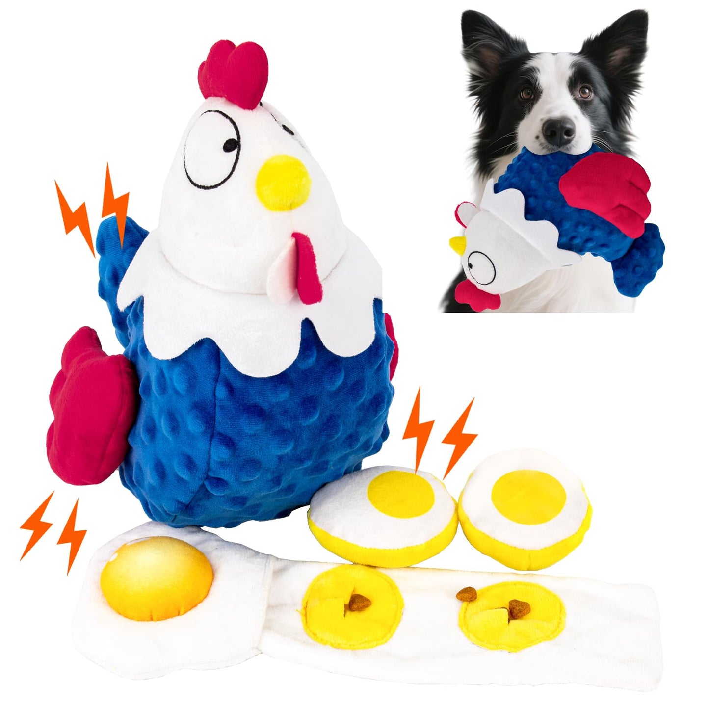 LLSPET Rubber Chicken Dog Squeaky Toys, Durable Latex Chew Toys for Small Medium Large Size Dogs, Teething Puppy Dogs, Colorful Scream Chicken Toys with Polka Dot (2 Pcs)