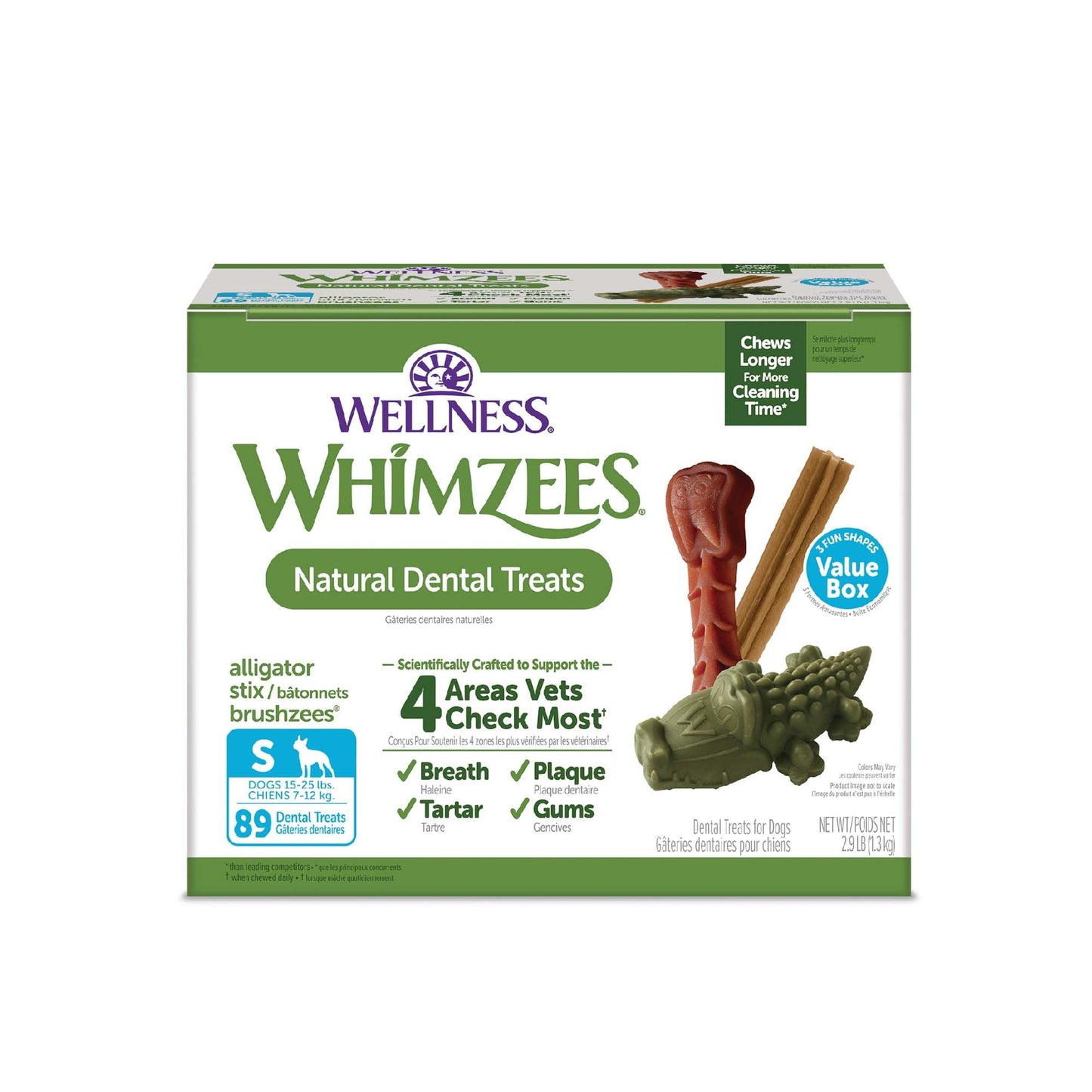 Wellness WHIMZEES Value Box Dog Dental Treats, Natural Chews, Small Size, (89 Count)
