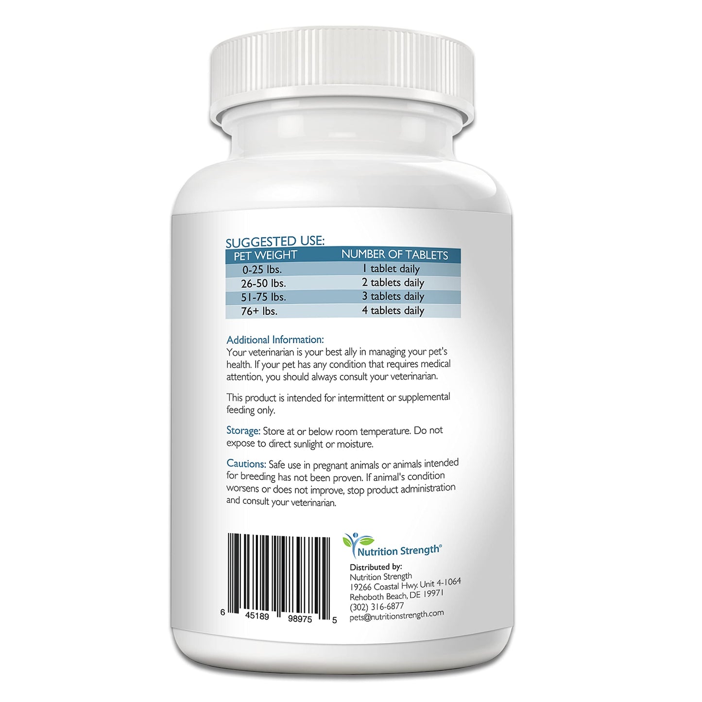 Nutrition Strength Vitamin D for Dogs with Calcium, Magnesium and Zinc to Support Strong Teeth, Bones and Muscles, Promote Mineral Metabolism and a Healthy Immune Function, 120 Chewable Tablets