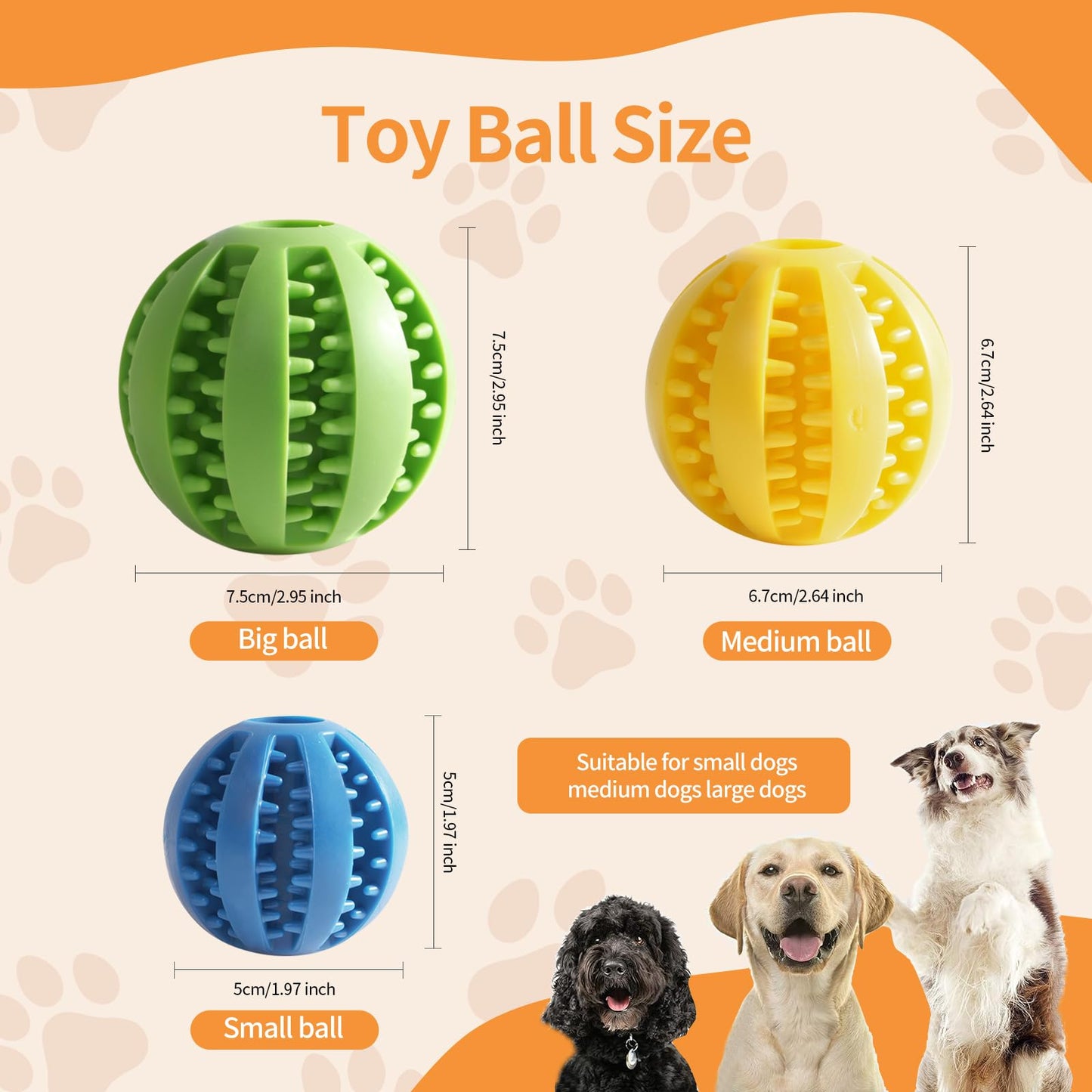 Zividodo Interactive Dog Toys, Dog Puzzle Ball, Pet Chew Relieves Anxiety, Cleans Teeth,Dog Toys to Keep Them Busy,Outdoor Dog Entertainment for Small and Medium Dogs (3 Pcs)