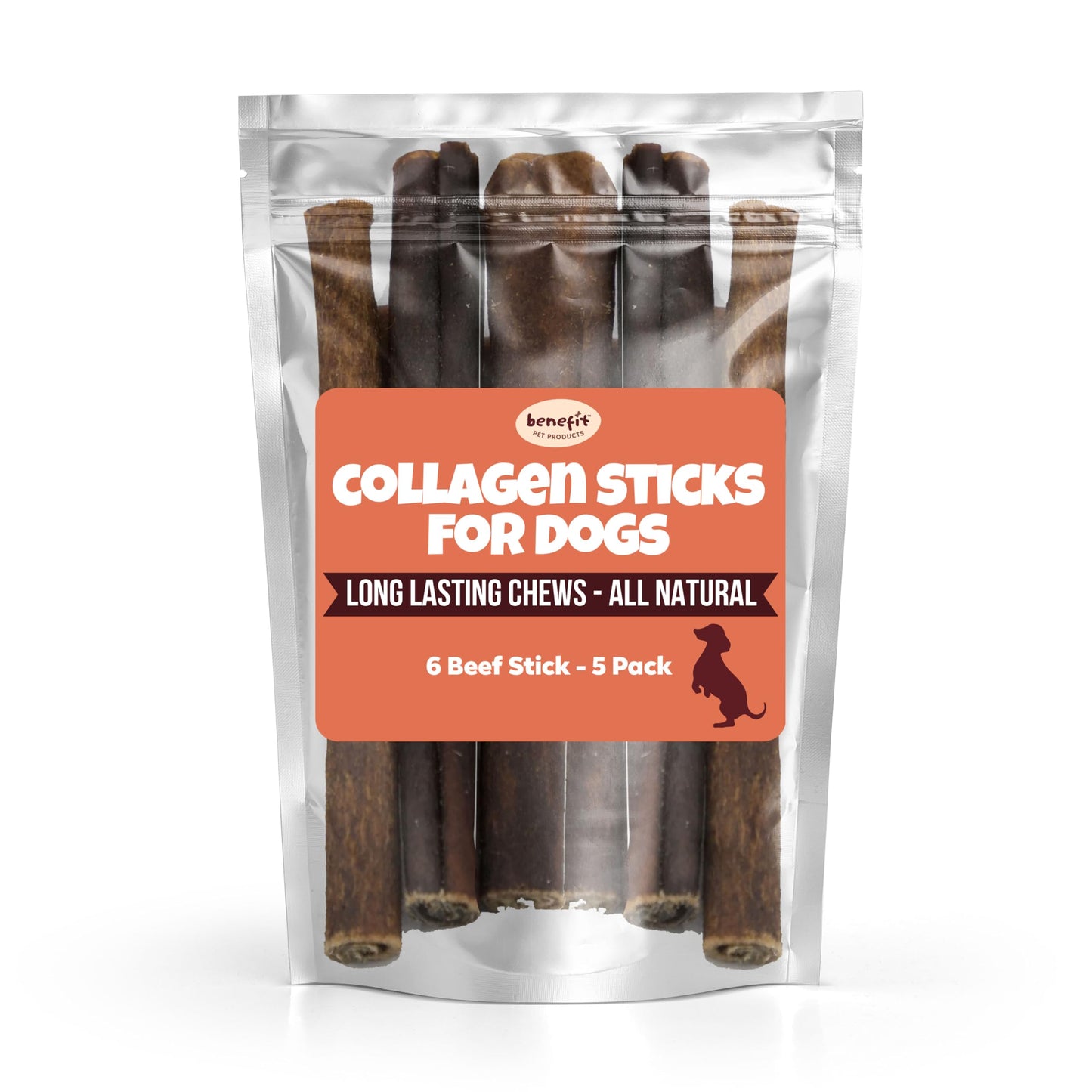 Benefit Pet Products Collagen for Dogs - Single Ingredient Dog Treat, Rawhide Free, Collagen for Dogs, Long Lasting Dog Chews (6 inch, 5 ct)