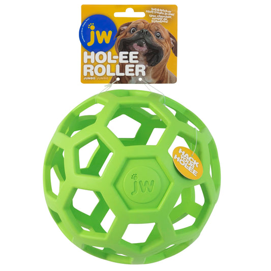 JW Pet Hol-ee Roller Dog Toy Puzzle Ball, Natural Rubber, Extra Large (7.5 Inch Diameter), Colors May Vary